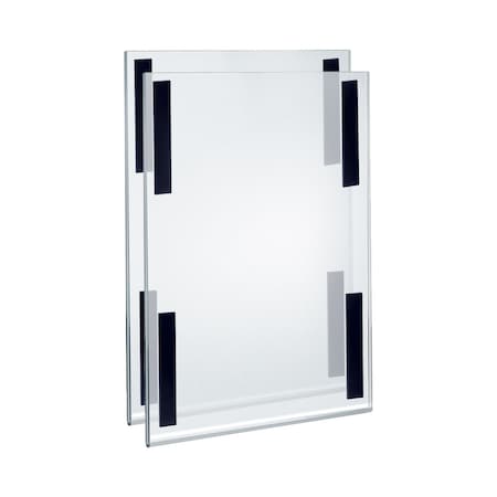 Azar Displays Clear Acrylic Magnet Back Sign Holder Frames 11'' W x 17'' H - Vertical / Portrait, 2PK 129932-2PK